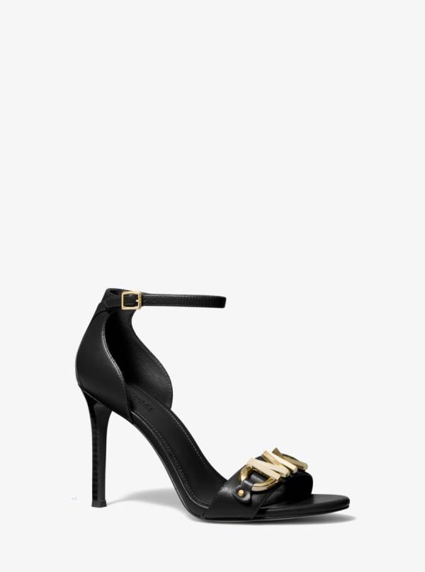 Damske Sandále Michael Kors Izzy Embellished Leather Čierne - Topanky Michael Kors Sleva | VFEQX-7126